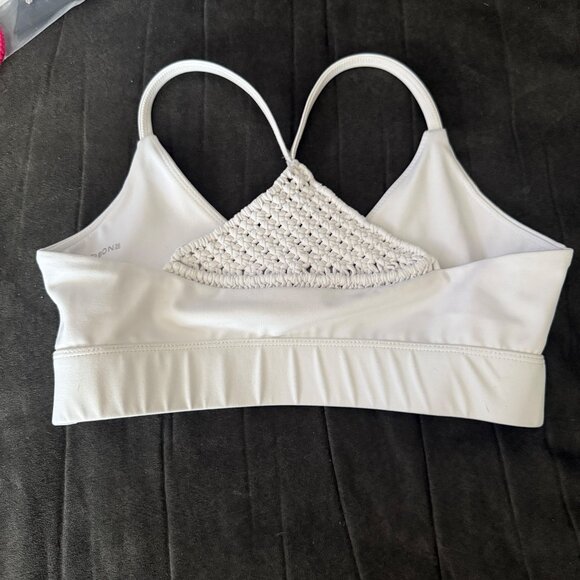 White Carbon38 Xs Sports Bra With Macrame Back Detail - Picture 3 of 4